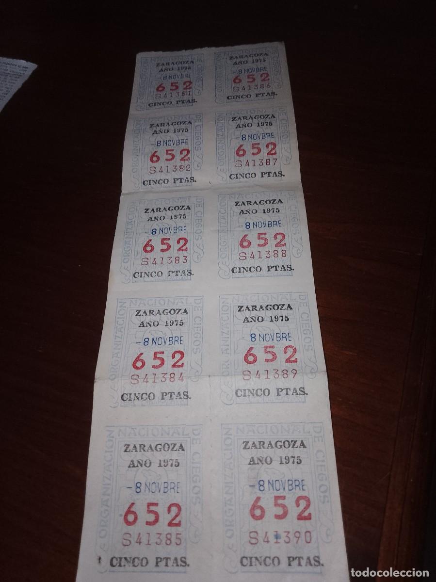 Cupones ONCE: Cupones once lote de 10 unidades Zaragoza a&ntilde;os 1975