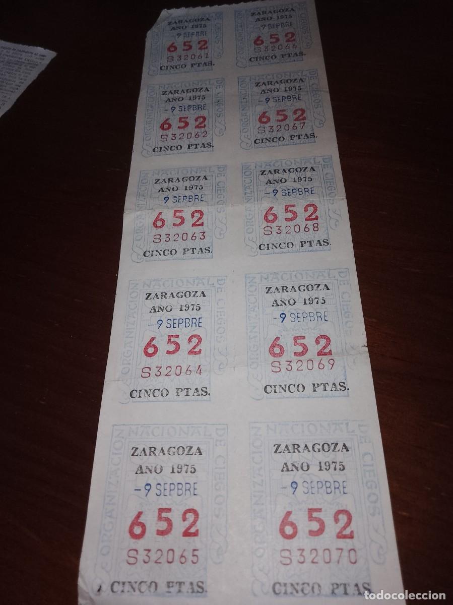 Cupones ONCE: Cupones once lote de 10 unidades Zaragoza a&ntilde;os 1975