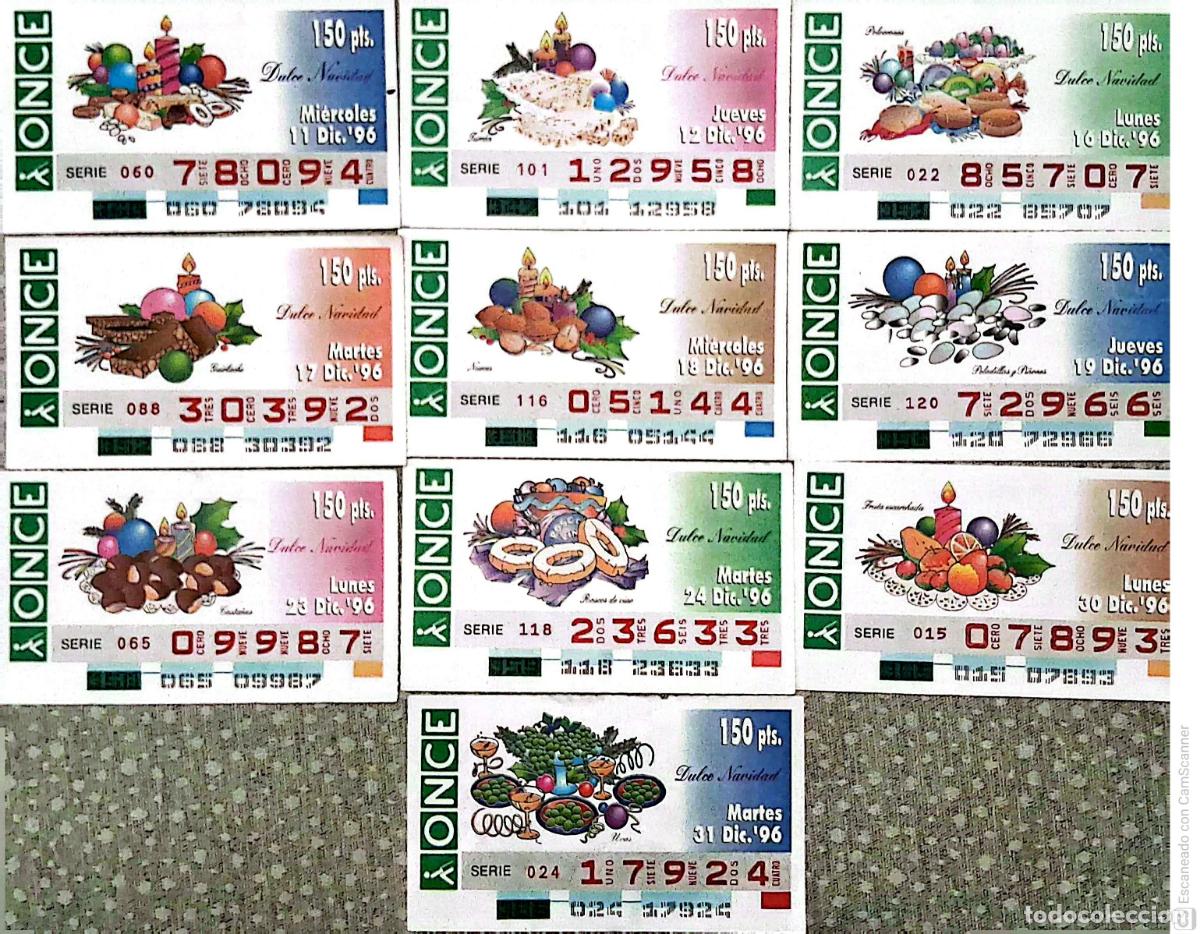 Cupones ONCE: ONCE. 10 Cupones distintos. Dulces de Navidad. Perfecto estado de conservaci&oacute;n.