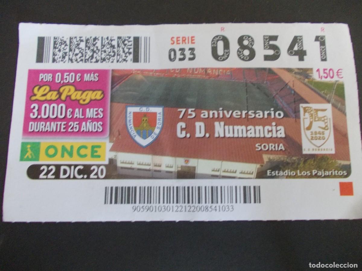 Coupon ONCE: cupon once 22 diciembre 2020 75 aniversario cd numancia soria estadio pajaritos celebracion evento