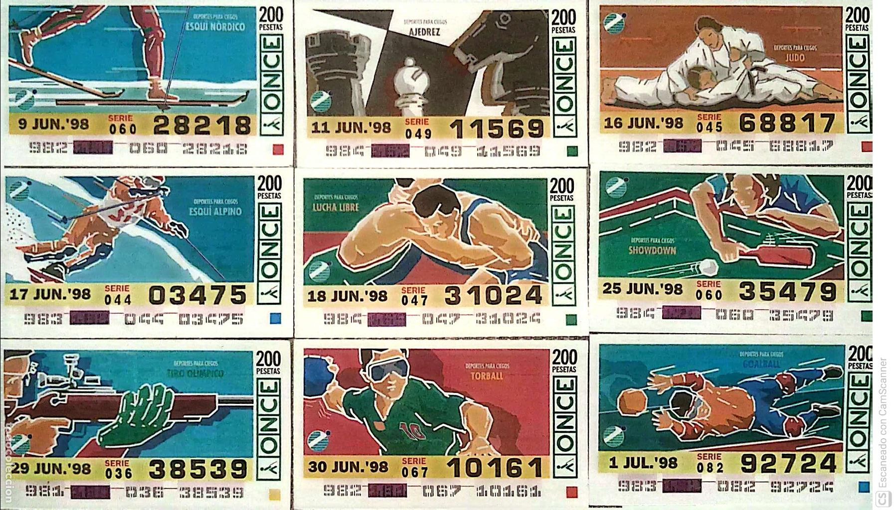ONCE Coupons: ONCE. 13 Cupones distintos.. Deportes Ciegos. Los n&uacute;meros pueden variar. Perfecto estado de conserva