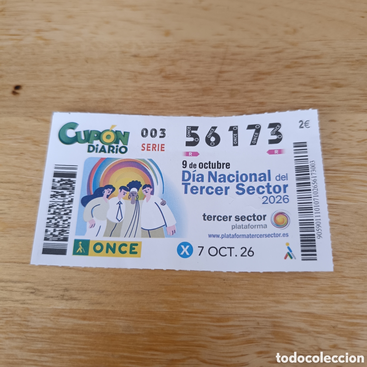 Cupones ONCE: CUP&Oacute;N DIARIO ONCE 7 OCTUBRE 2026 D&Iacute;A NACIONAL TERCER SECTOR PLATAFORMA 9 OCTUBRE