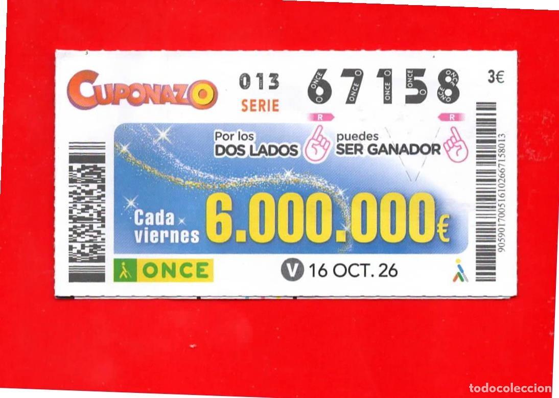 Cupones ONCE: Cup&oacute;n ONCE 16 octubre 2026
