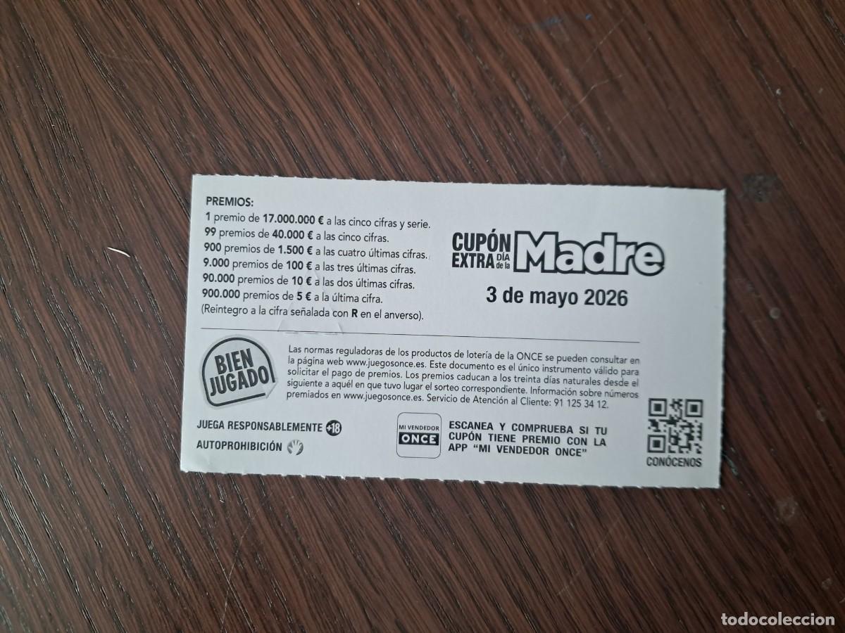 Cupones ONCE: cup&oacute;n once 03-05-26, extra d&iacute;a de la madre. - Foto 2