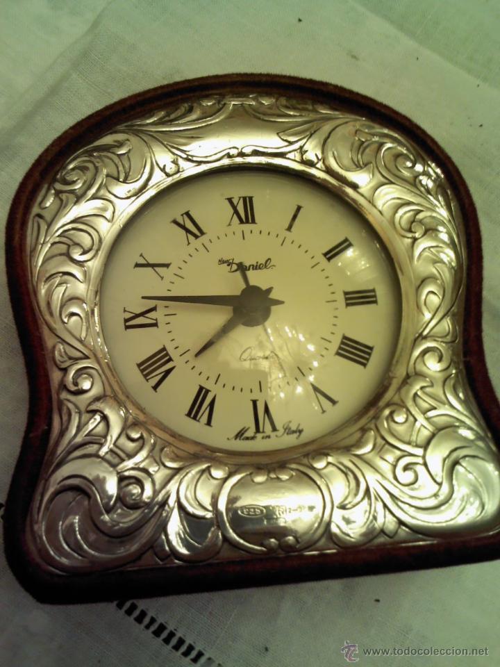 Despertadores antiguos: RELOJ DE SOBREMESA DE PLATA CON CONTRASTE - Foto 1