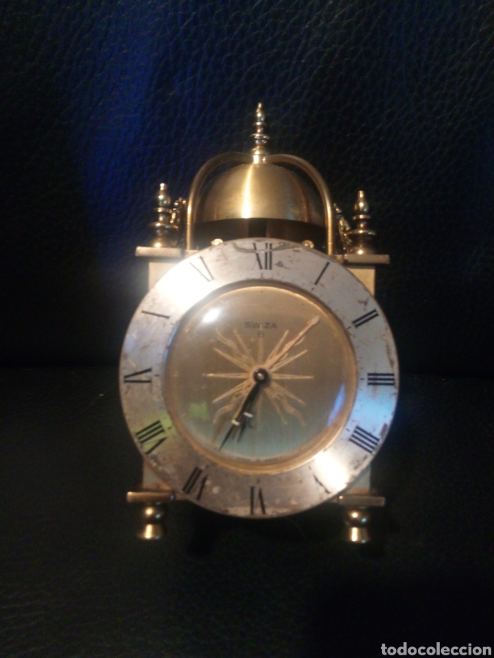 Despertadores antiguos: Reloj suizo de bronce de cuerda - Foto 4