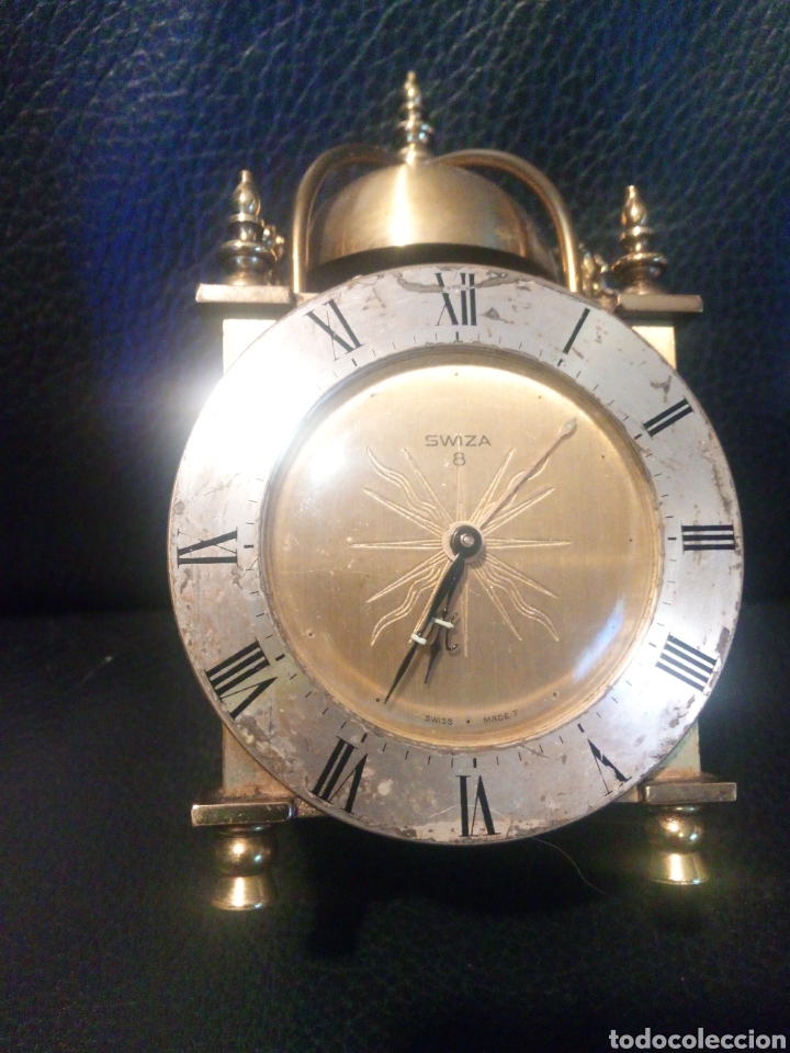 Despertadores antiguos: Reloj suizo de bronce de cuerda - Foto 5
