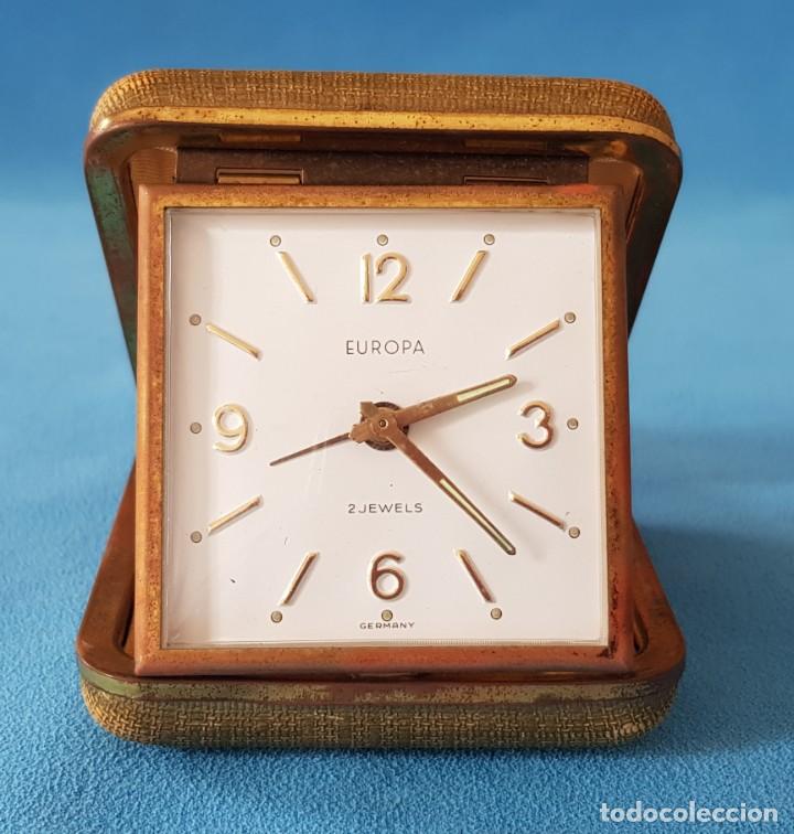 Despertadores antiguos: 226-Reloj petaca EUROPA, 2 rub&iacute;s. Funciona - Foto 1