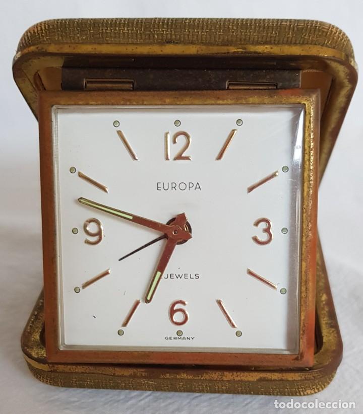 Despertadores antiguos: 226-Reloj petaca EUROPA, 2 rub&iacute;s. Funciona - Foto 4
