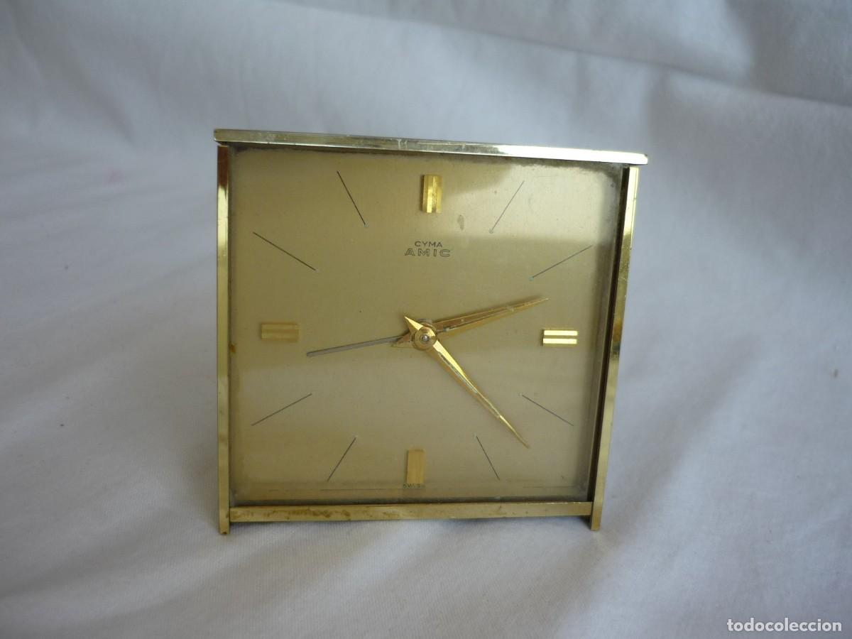 Despertadores antiguos: Reloj despertador de bronce CYMA Amic, funcionando - Foto 2