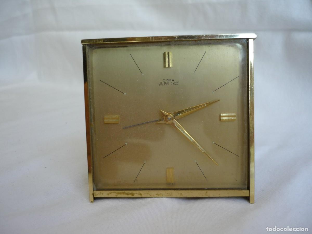 Despertadores antiguos: Reloj despertador de bronce CYMA Amic, funcionando - Foto 3