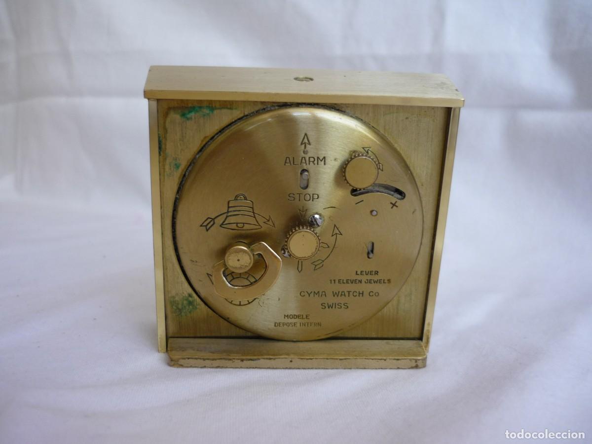 Despertadores antiguos: Reloj despertador de bronce CYMA Amic, funcionando - Foto 5
