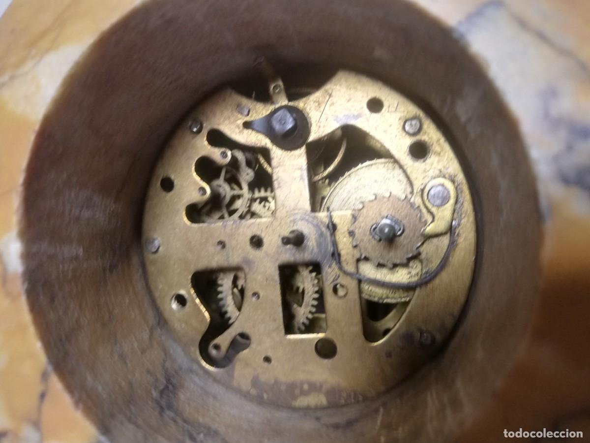 Despertadores antiguos: RELOJ DE CABECERA MARMOL AMARILLO Y LATON SIGLO XIX - Foto 10