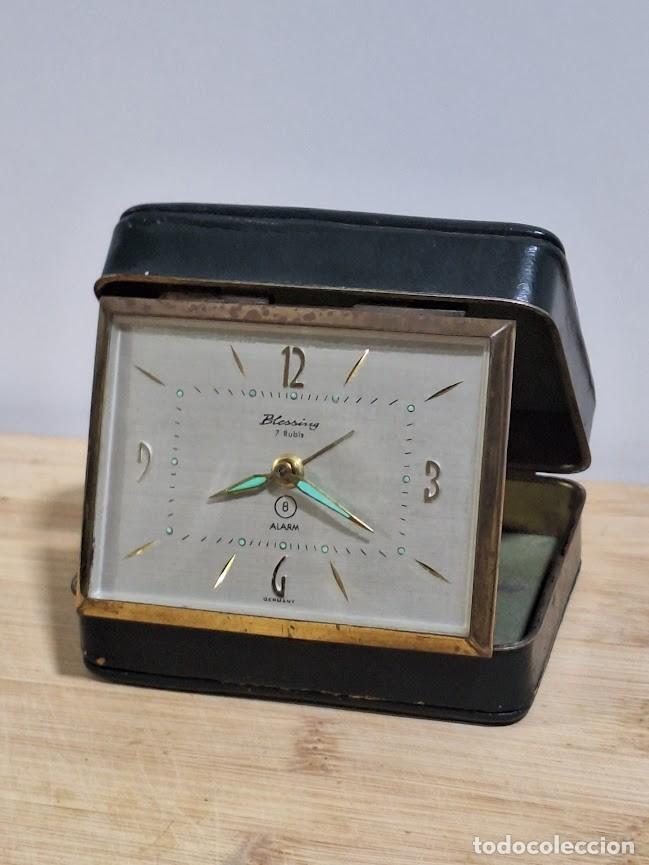 Despertadores antiguos: Antiguo despertador de viaje Blessing 7 Rubis