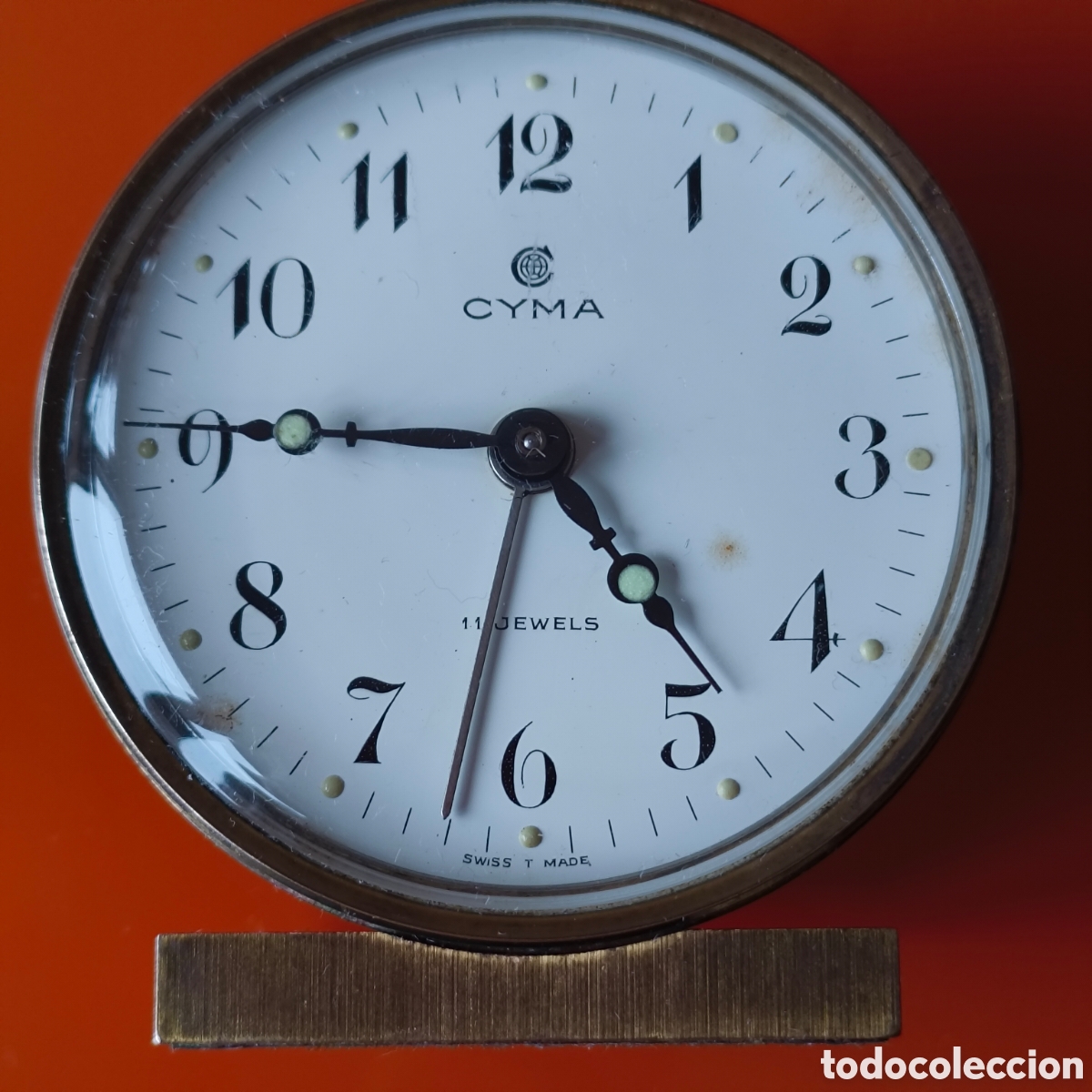 Despertadores antiguos: Reloj despertador CYMA 11 Jewels FUNCIONA.