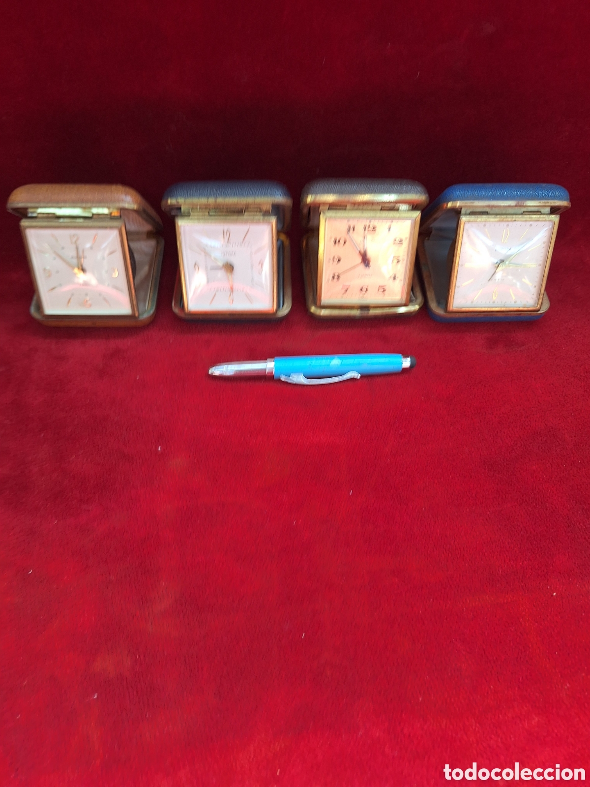 Despertadores antiguos: Lote 4 antiguos relojes despertadores de viaje.Relojes de cuerda!