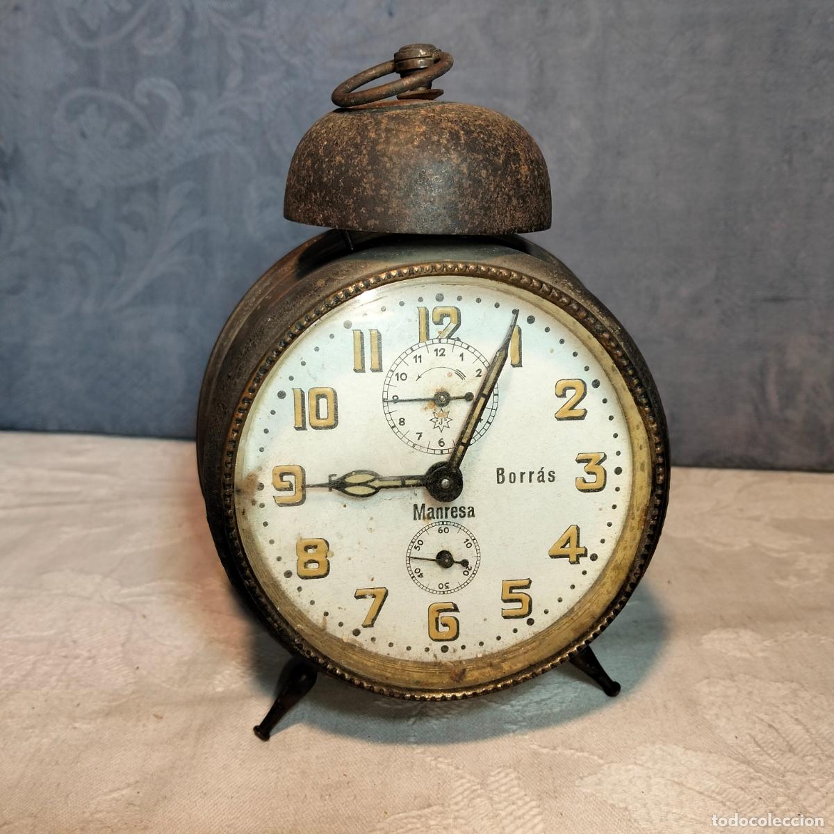 Old Alarm Clocks: Antiguo reloj despertador de metal niquelado marca Borr&aacute;s Bages FRMB Manresa a&ntilde;os 30