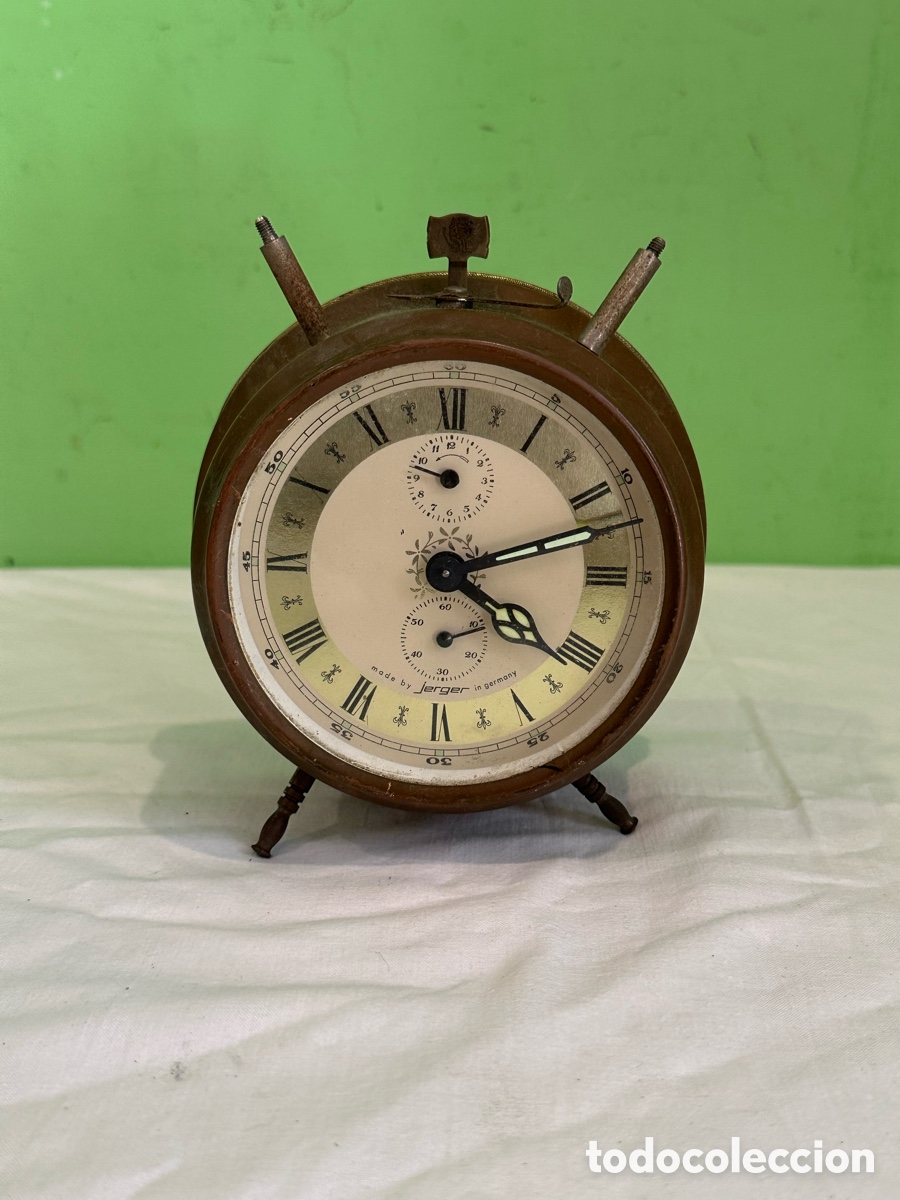 Despertadores antiguos: Antiguo reloj despertador Jerger Alemania estilo cl&aacute;sico vintage funcionando