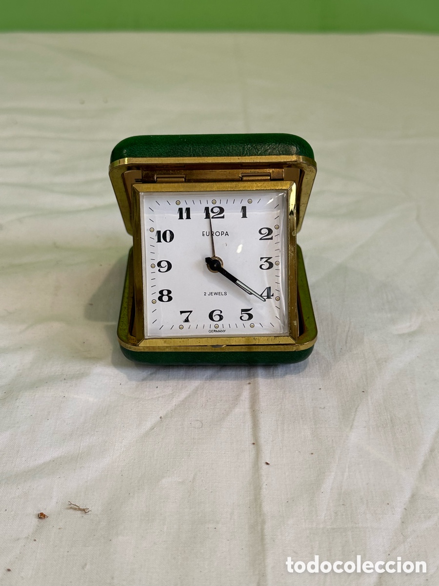 Despertadores antiguos: Reloj despertador de viaje Europa 2 jewels plegable Alemania vintage