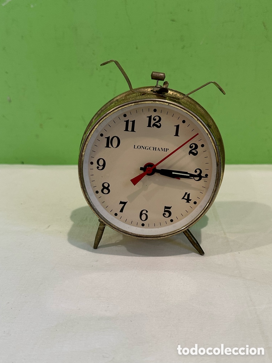 Despertadores antiguos: Reloj despertador LONGCHAMP vintage mec&aacute;nico estilo cl&aacute;sico sobremesa