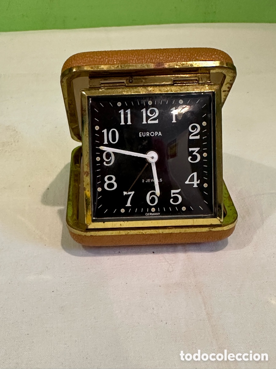Despertadores antiguos: Reloj despertador EUROPA Germany 2 jewels plegable viaje vintage funciona