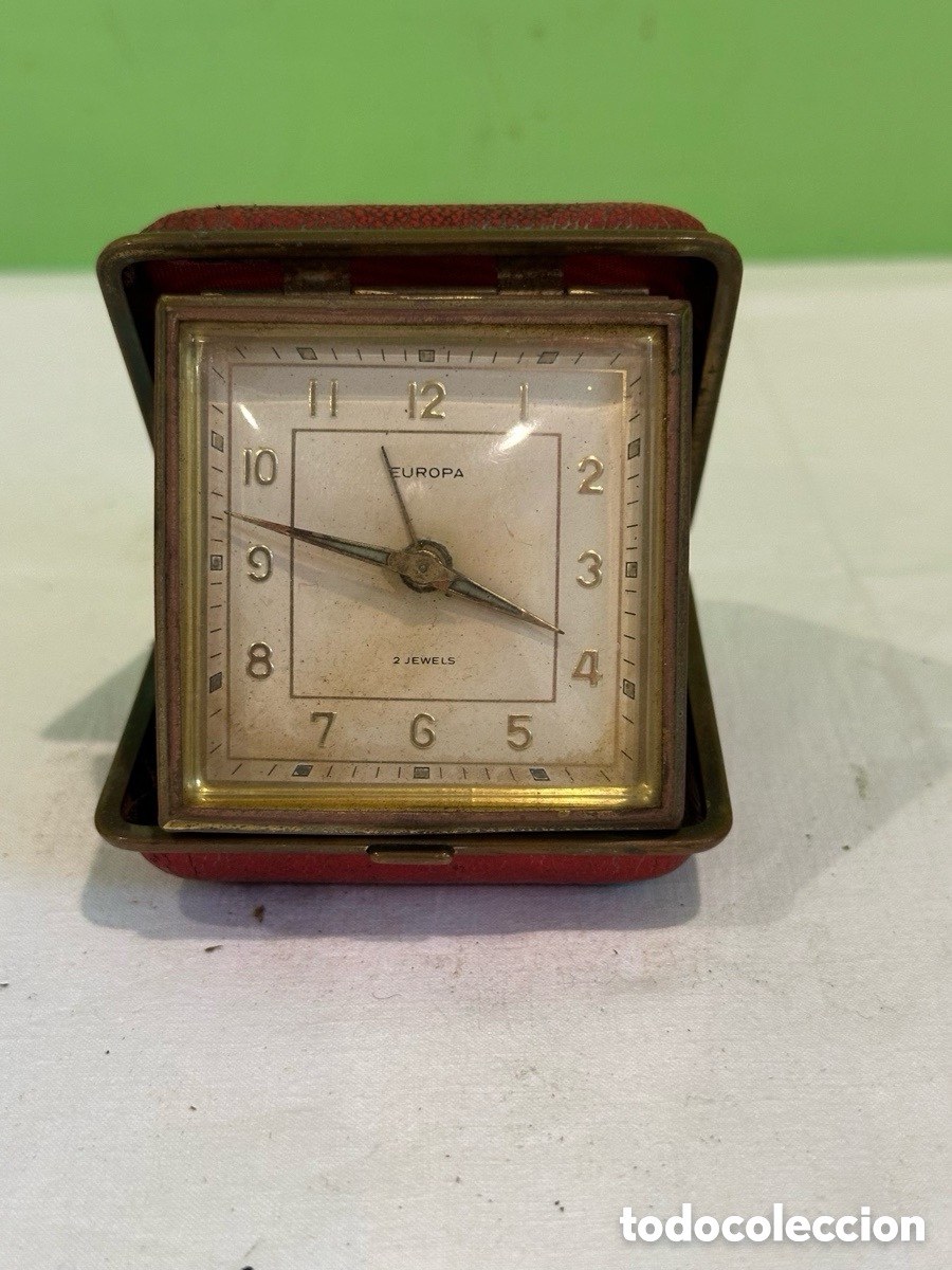 Despertadores antiguos: Reloj despertador EUROPA Germany 2 jewels plegable viaje vintage funciona