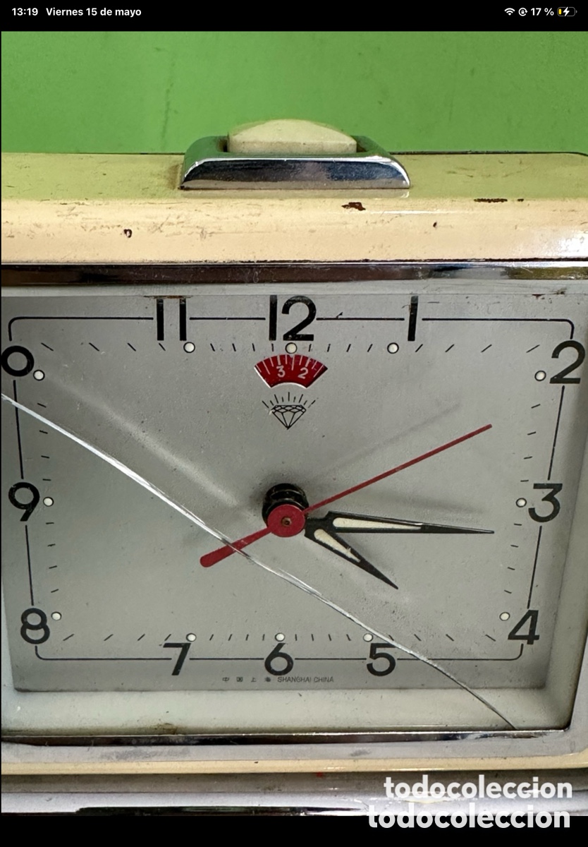 Despertadores antiguos: Reloj despertador vintage rectangular retro funcionando - Foto 2