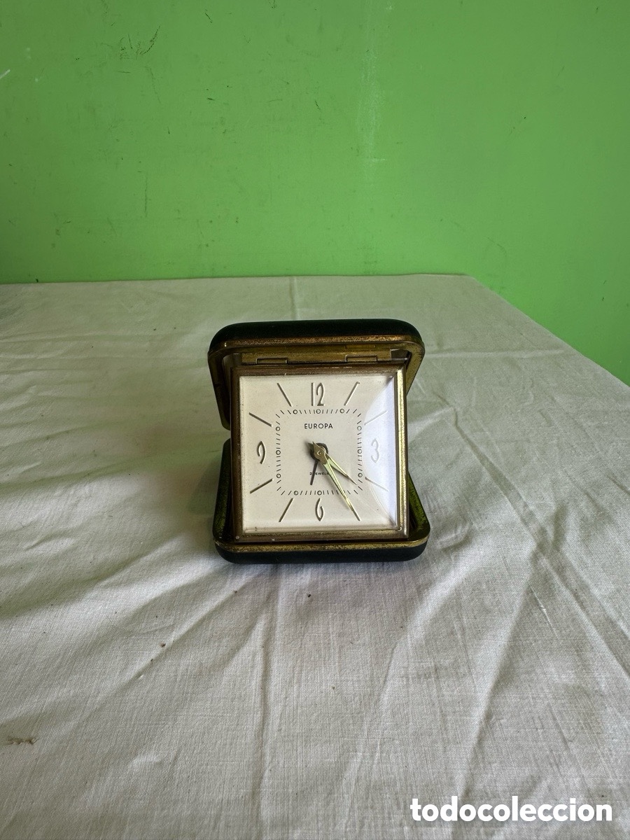 Despertadores antiguos: Reloj despertador de viaje Europa plegable vintage