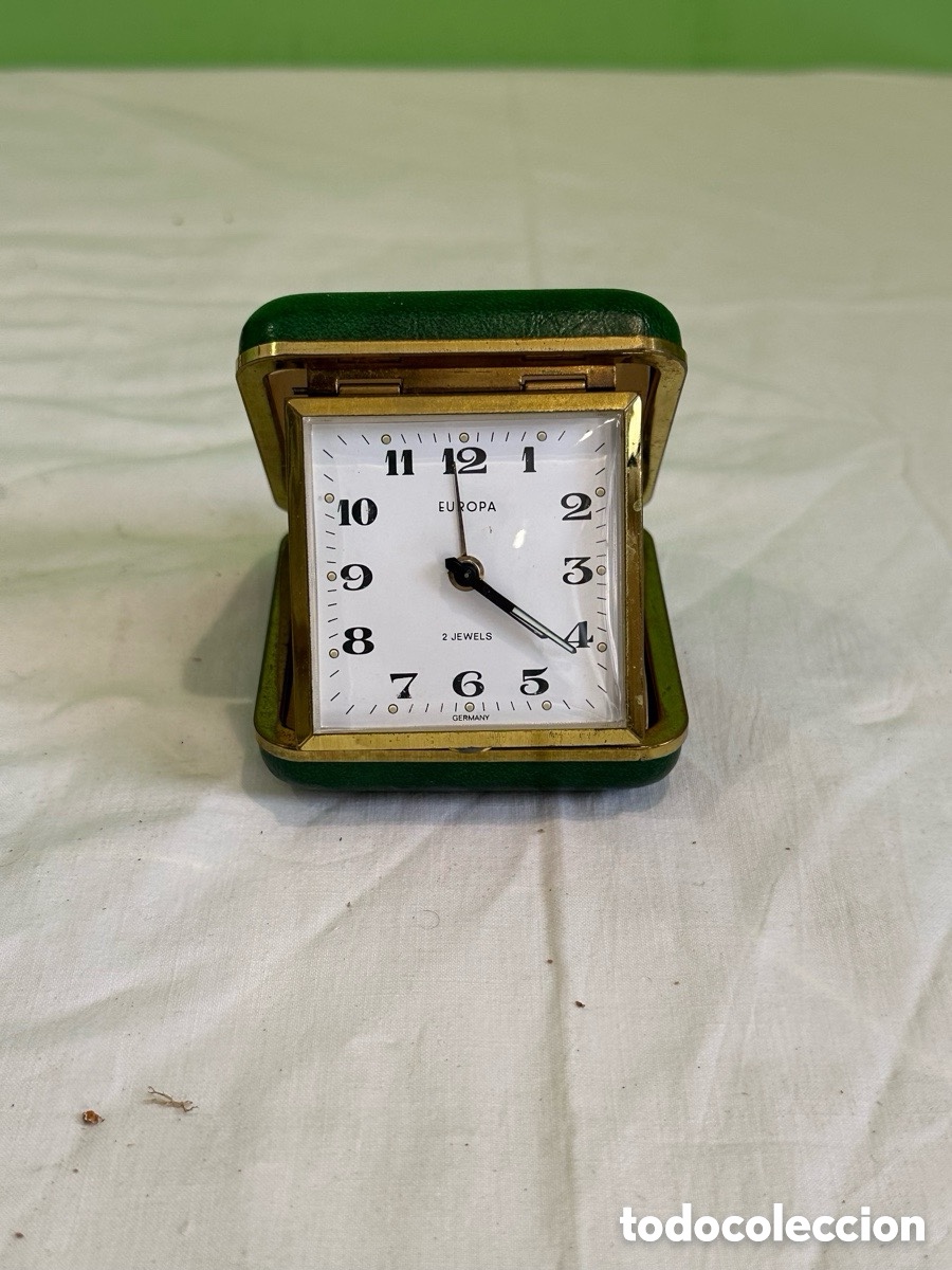 Despertadores antiguos: Reloj despertador de viaje Europa 2 jewels plegable Alemania vintage