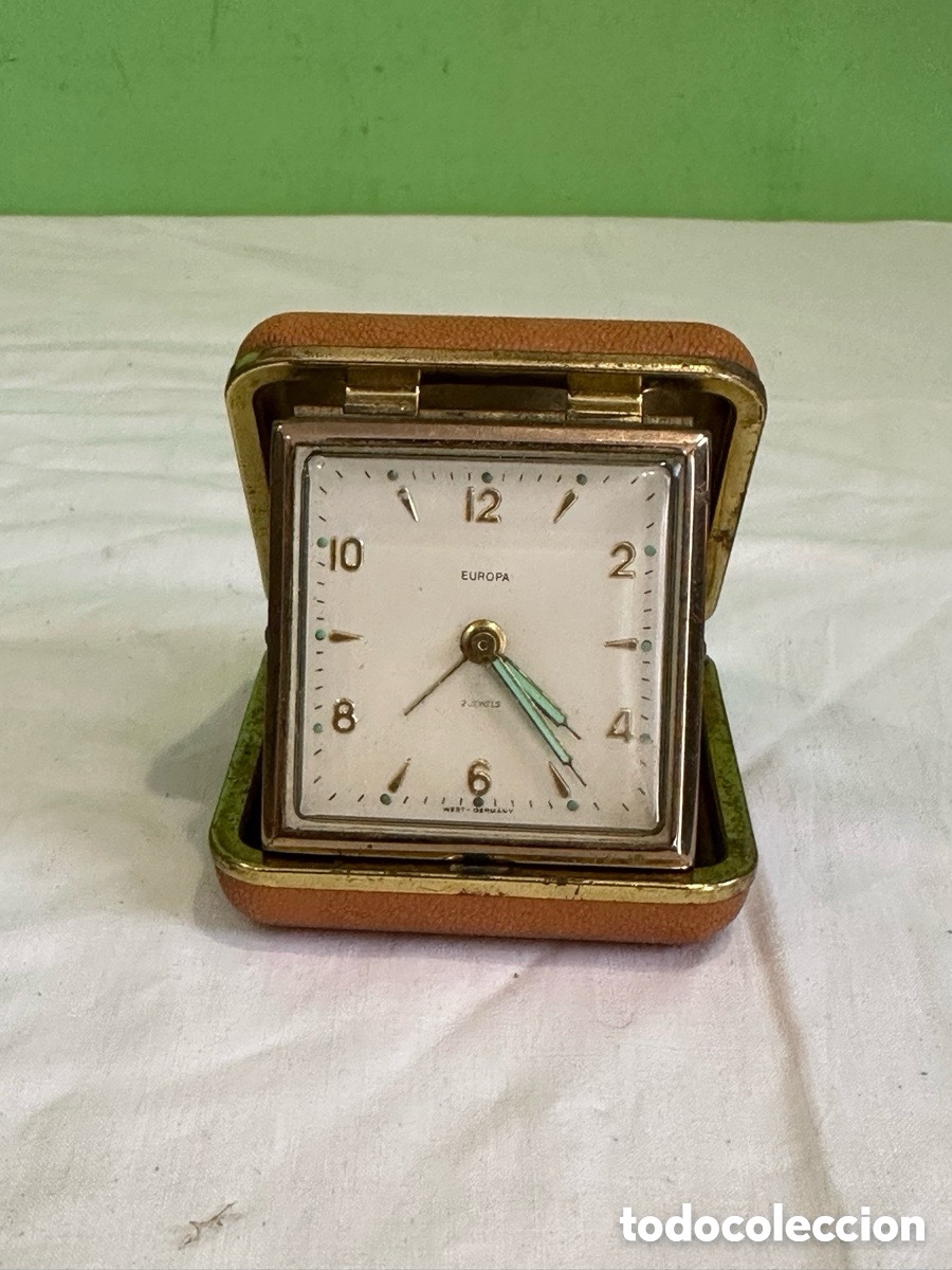 Despertadores antiguos: Reloj despertador de viaje Europa 7 jewels plegable vintage