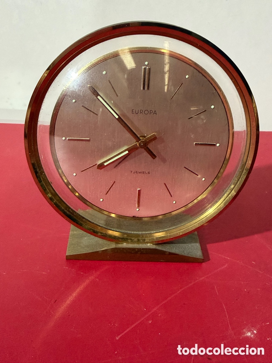 Despertadores antiguos: Reloj de mesa vintage Europa 7 Jewels