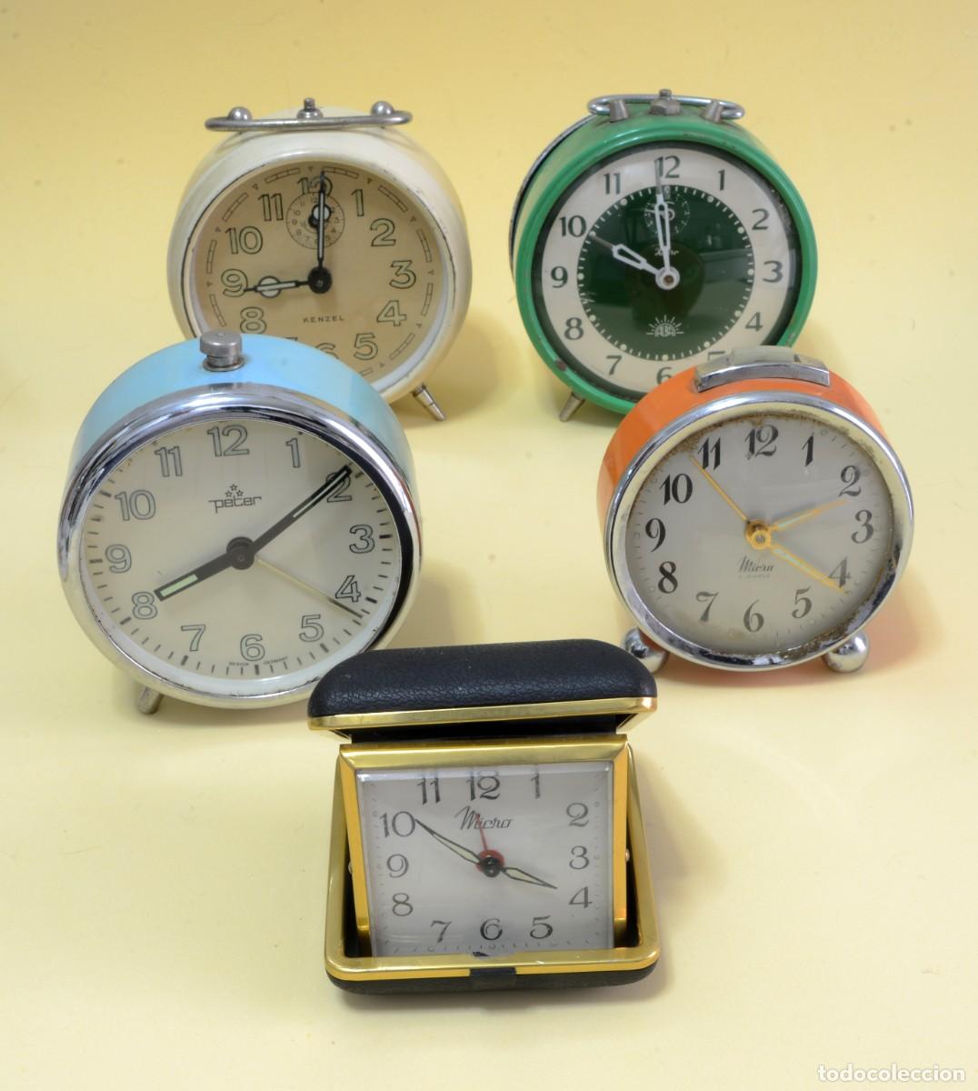 Despertadores antiguos: LOTE DE 5 CINCO DESPERTADORES A CUERDA, VINTAGE