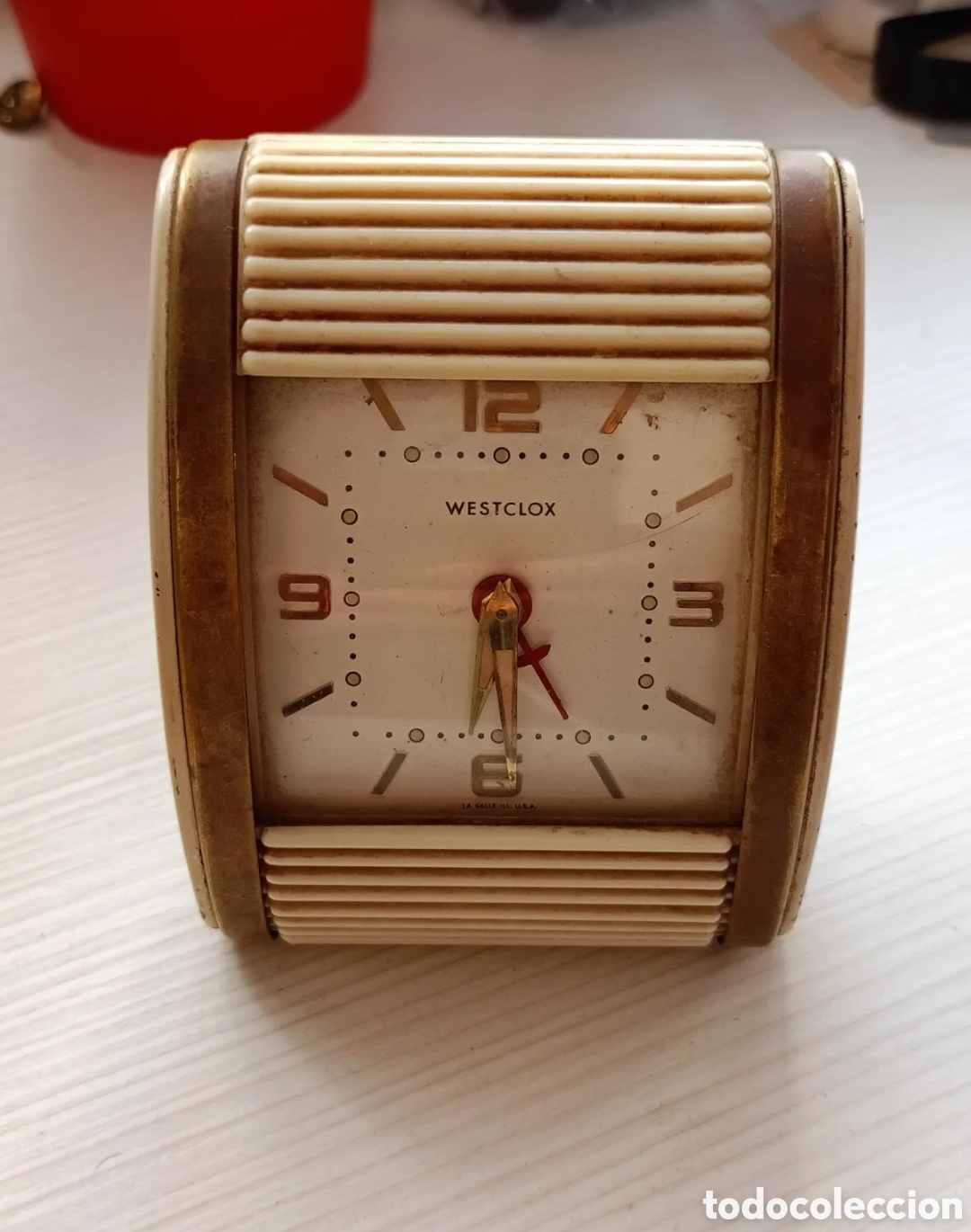Despertadores antiguos: Reloj despertador de viaje de cuerda Westclox Vintage