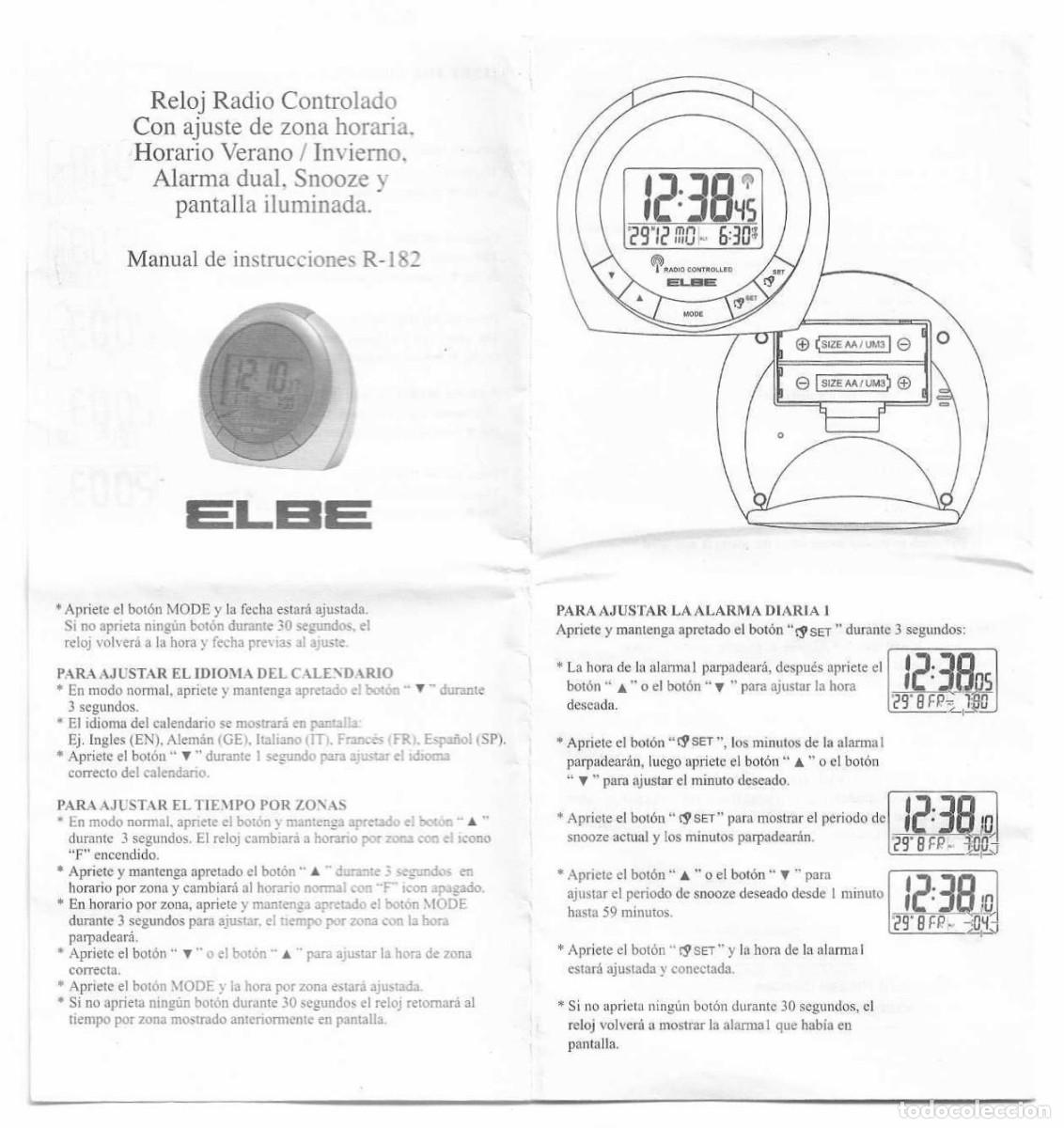 Despertadores antiguos: MANUAL DE INSTRUCCIONES RELOJ DESPERTADOR - ELBE R-182