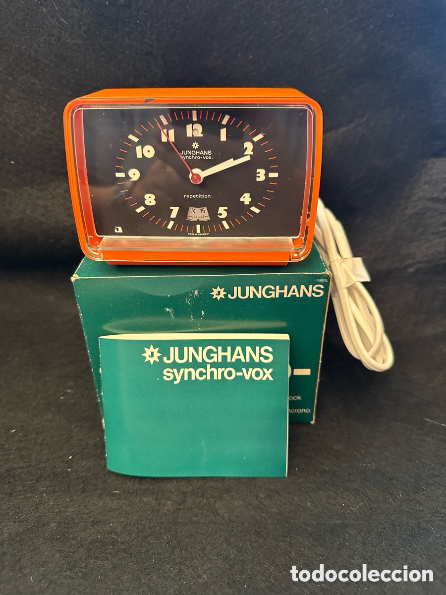Despertadores antiguos: RELOJ DESPERTADOR ELECTRONICO JUNGHANS SYNCHRO-VOX DE LOS A&Ntilde;OS 70 (NOS) COLOR NARANJA