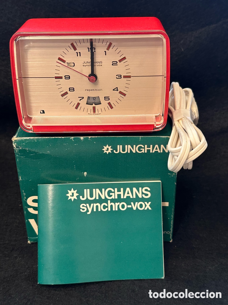 Despertadores antiguos: RELOJ DESPERTADOR ELECTRONICO JUNGHANS SYNCHRO-VOX DE LOS A&Ntilde;OS 70 (NOS) COLOR ROJO