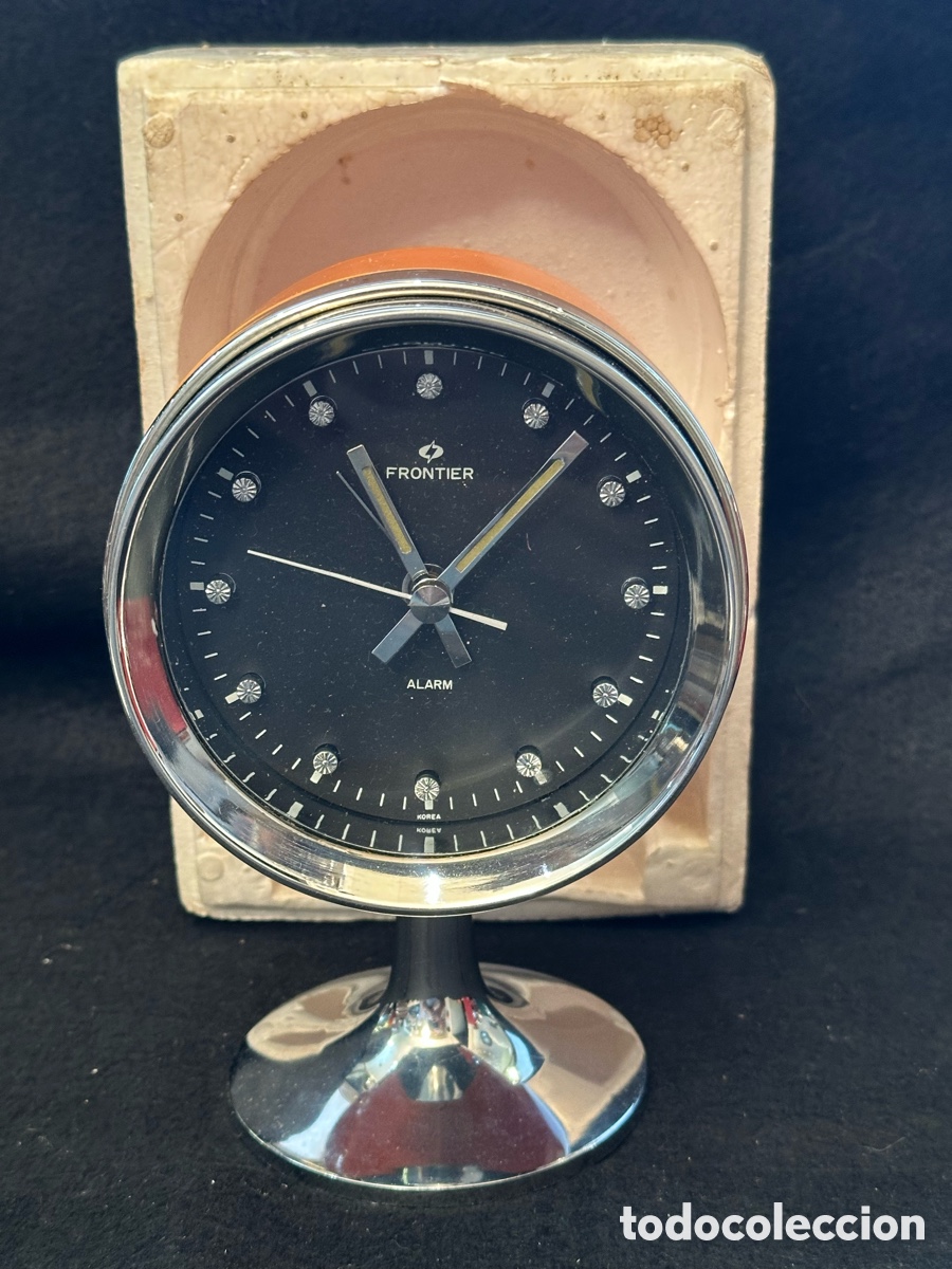 Despertadores antiguos: RELOJ DESPERTADOR DE CUERDA MARCA FRONTIER DE LOS A&Ntilde;OS 70 COLOR NARANJA (NOS)