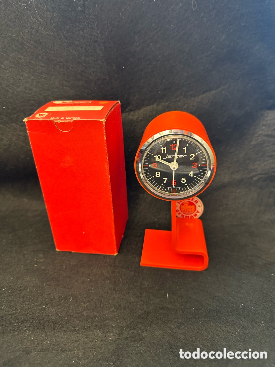 Despertadores antiguos: RELOJ DESPERTADOR A CUERDA MARCA JERGER MADE IN GERMANY A&Ntilde;OS 70 (NOS) COLOR ROJO