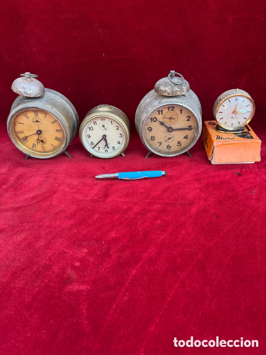 Despertadores antiguos: Lote 4 relojes despertadores a&ntilde;os 50!