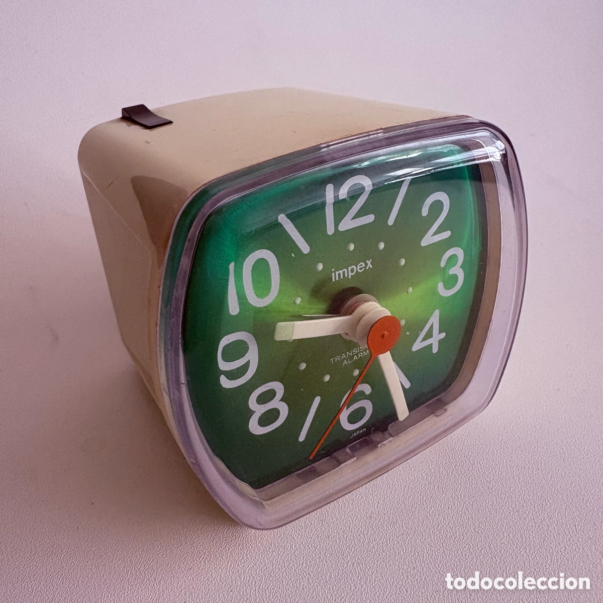 Despertadores antiguos: RELOJ DESPERTADOR CUBO BLANCO Y VERDE BIMPEX TRANSISTOR A&Ntilde;OS 70 RETRO VINTAGE SPACE AGE