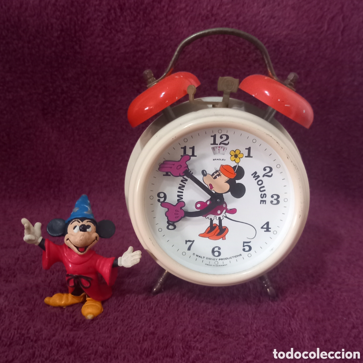 Alte Wecker: ANTIGUO RELOJ DESPERTADOR WSLT DISNEY/MINNIE MOUSE+FIGURA MICKEY MOUSE