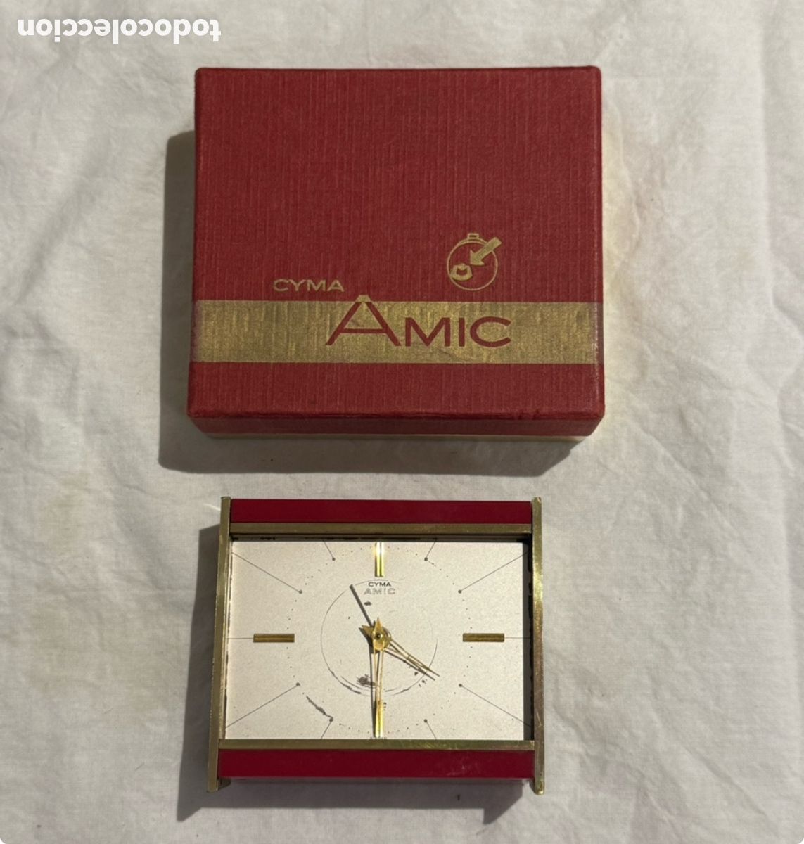 Despertadores antiguos: Reloj Despertador CYMA AMIC Swiss Made Ref. 10.267 &ndash; A&ntilde;os 50 &ndash; Caja Original