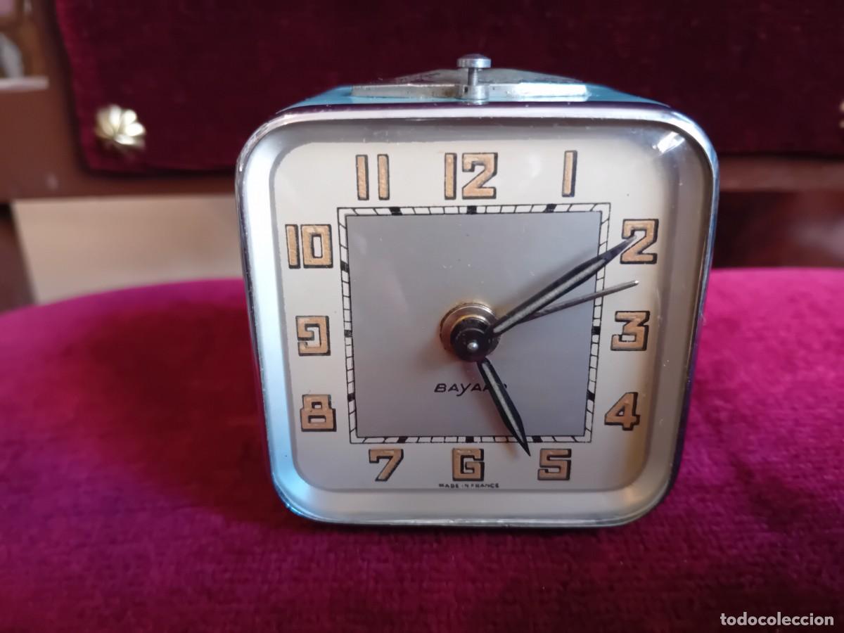Despertadores antiguos: Reloj despertador marca Bayar Francia d&eacute;cada de los 50 , estilo art d&eacute;co
