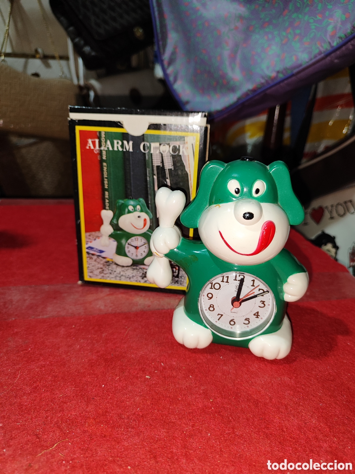 Despertadores antiguos: Reloj despertador PERRO CON HUESO MADE IN JAPAN 1989 NUEVO FUNCIONANDO