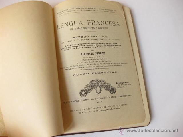 Diccionarios antiguos: CURSO ELEMENTAL DE LENGUA FRANCESA. A. PERRIER 1916 - Foto 2
