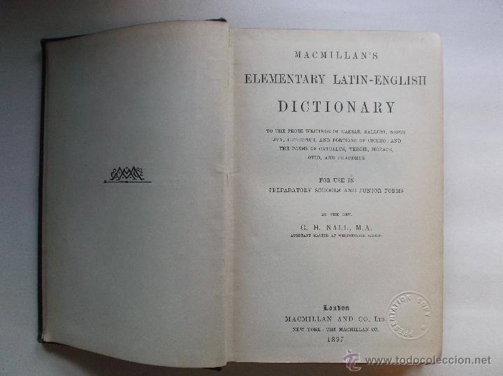 Diccionarios antiguos: MACMILLAN&acute;S ELEMENTARY LATIN-ENGLISH DICTIONARY 1897 - Foto 3