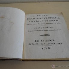Diccionarios antiguos: NUEVO DICCIONARIO PORTATIL ESPAÑOL Y FRANCES - CAZA DE JEAN ALBERT JOLY - 1816. Lote 54530073