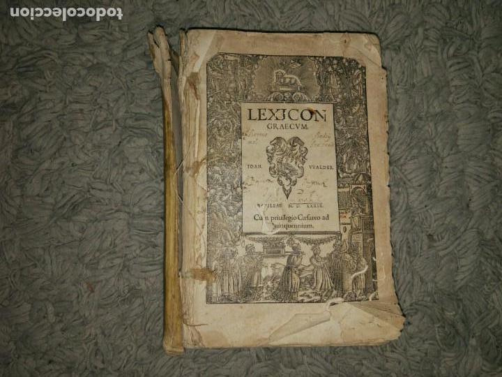 Diccionarios antiguos: Libro de 1539. Lexicon Graecum. Basileae - Foto 1