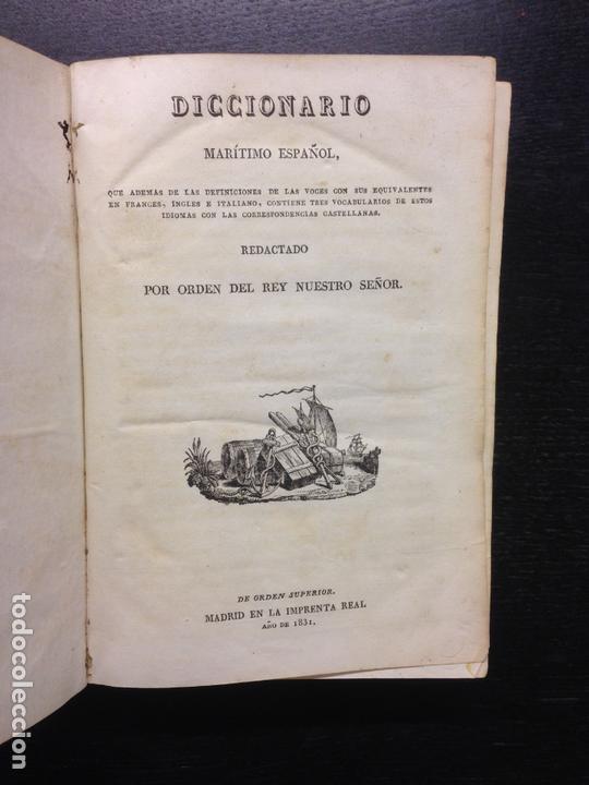 Diccionarios antiguos: DICCIONARIO MARITIMO ESPA&Ntilde;OL, 1831 - Foto 1
