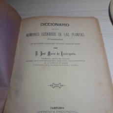 Diccionarios antiguos: DICCIONARIO NOMBRES EUSKAROS DE LAS PLANTAS. Lote 173617764
